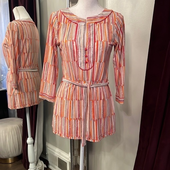 BCBGMAXAZRIA 3/4 Sleeve Striped Tunic Size Small - Picture 1 of 11